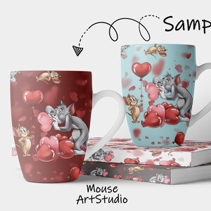 Digital Paper, Tom and Jerry, Valentine's Day, Decorative Paper ...
