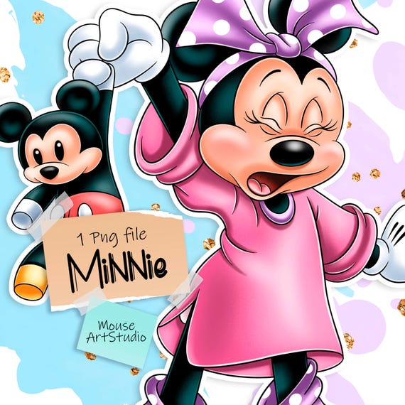 ミニーマウスの赤ちゃん、手描きのPNGイラスト、すぐにダウンロード