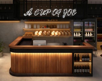 Custom-made bar table, bar counter, corner bar counter, catering counter, restaurant bar, reception counter, brown 【Hutaohei ZJ】