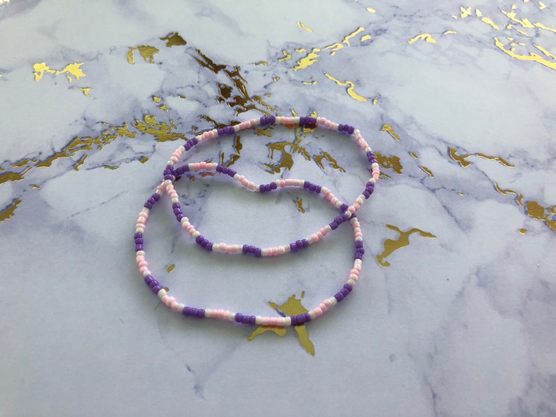 PURPLE & PINK Seed Bead Bracelet Set 18 Cm Etsy