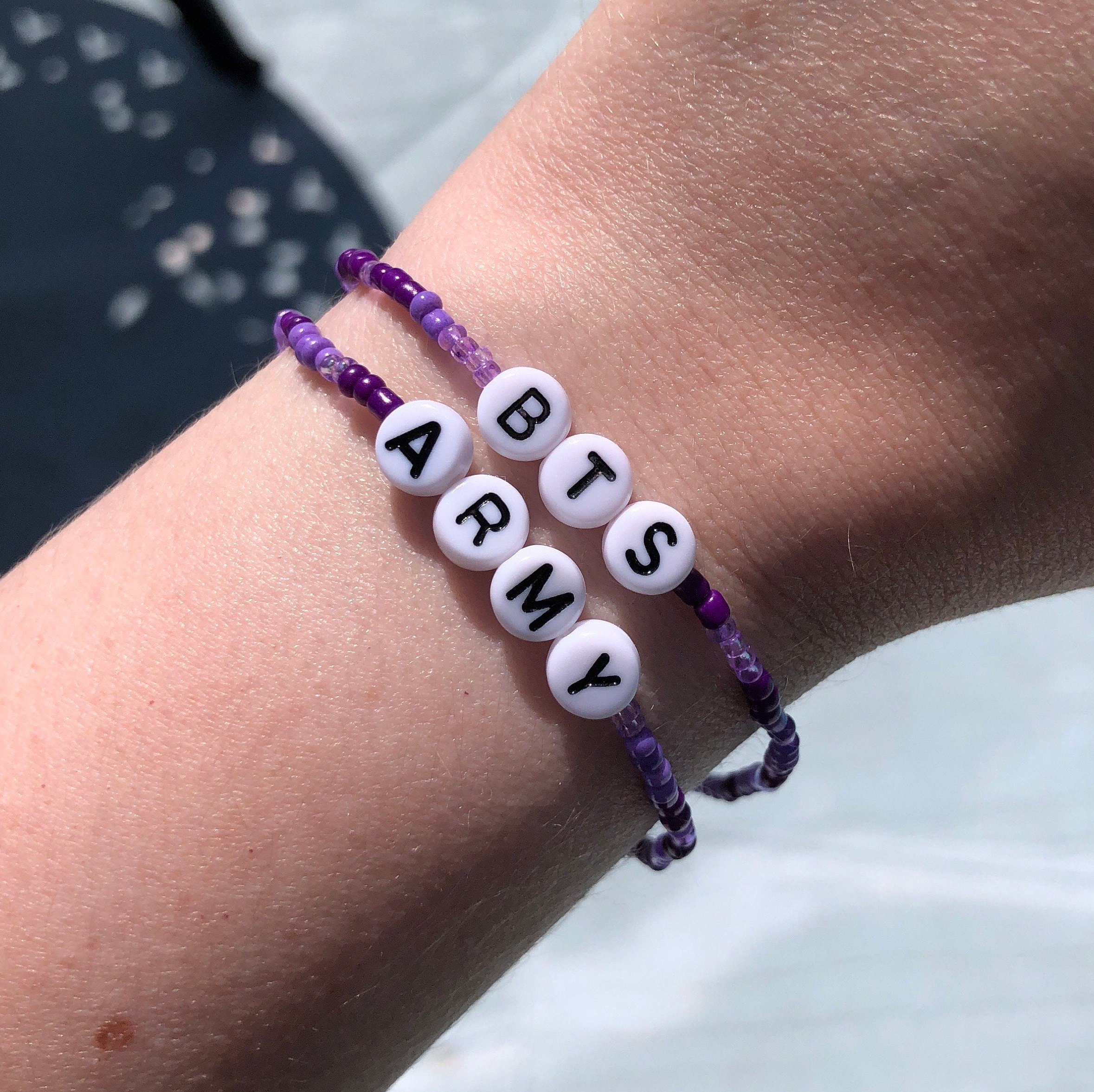 BTS Army Purple Seed Bead Bracelet Set 18 cm