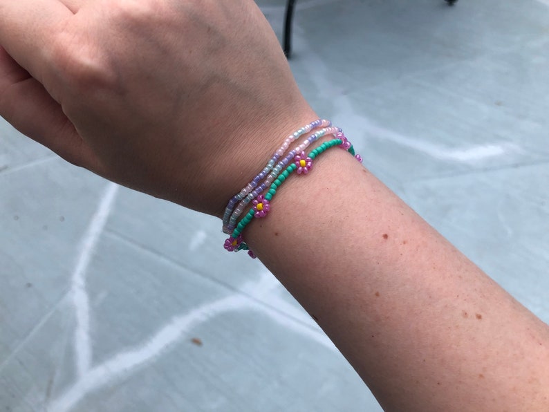 PURPLE & PINK Seed Bead Bracelet Set 18 Cm Etsy