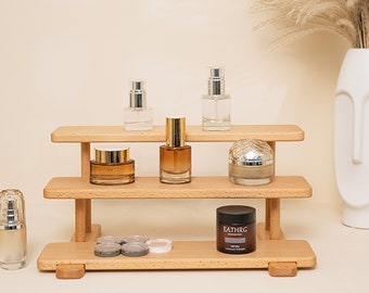 Wooden desktop rack cup perfume cosmetics multi-layer storage rack living room finishing rack