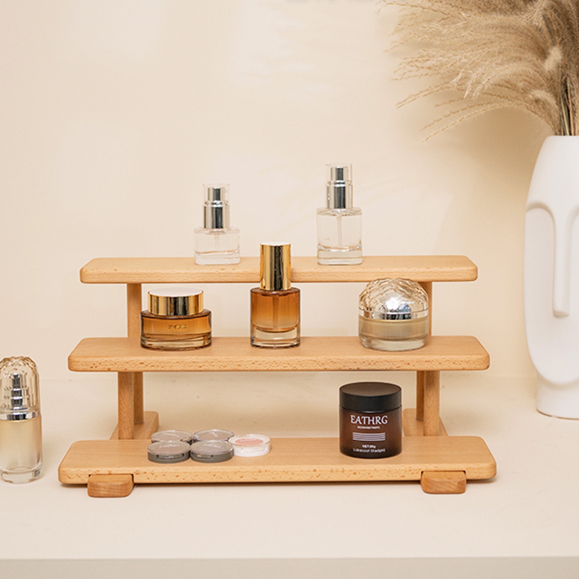 Wooden Desktop Rack Cup Perfume Cosmetics Multilayer Storage Rack