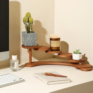 Wooden desktop rack succulent hand-made cosmetics multi-layer display rack living room display rack