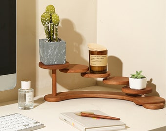 Wooden desktop rack succulent hand-made cosmetics multi-layer display rack living room display rack