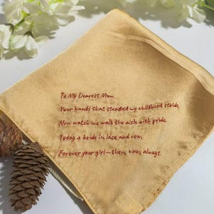 Embroidered Wedding Handkerchief, Personalized Embroidered Wedding Handkerchief, Mulberry Silk ,handwriting gift, embroidered handkerchief
