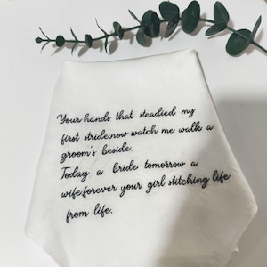 Personalized Embroidered Handwritten Handkerchief,Embroidered Wedding Handkerchief, Mulberry Silk ,handkerchief for mom, sentimental wedding