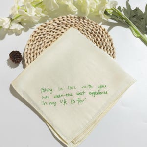 Personalized Embroidered Wedding Handkerchief ,wedding handkerchief, Mulberry Silk ,handwriting gift, Handkerchief, daughter in law gift