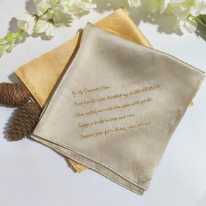 Personalized Embroidered Handwritten Handkerchief ,Embroidered Wedding Handkerchief, Mulberry Silk ,handwriting gift, handkerchief for mom