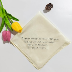 Personalized Embroidered Wedding Handkerchief ,Embroidered Wedding Handkerchief, Mulberry Silk ,handwriting gift, embroidered handkerchief
