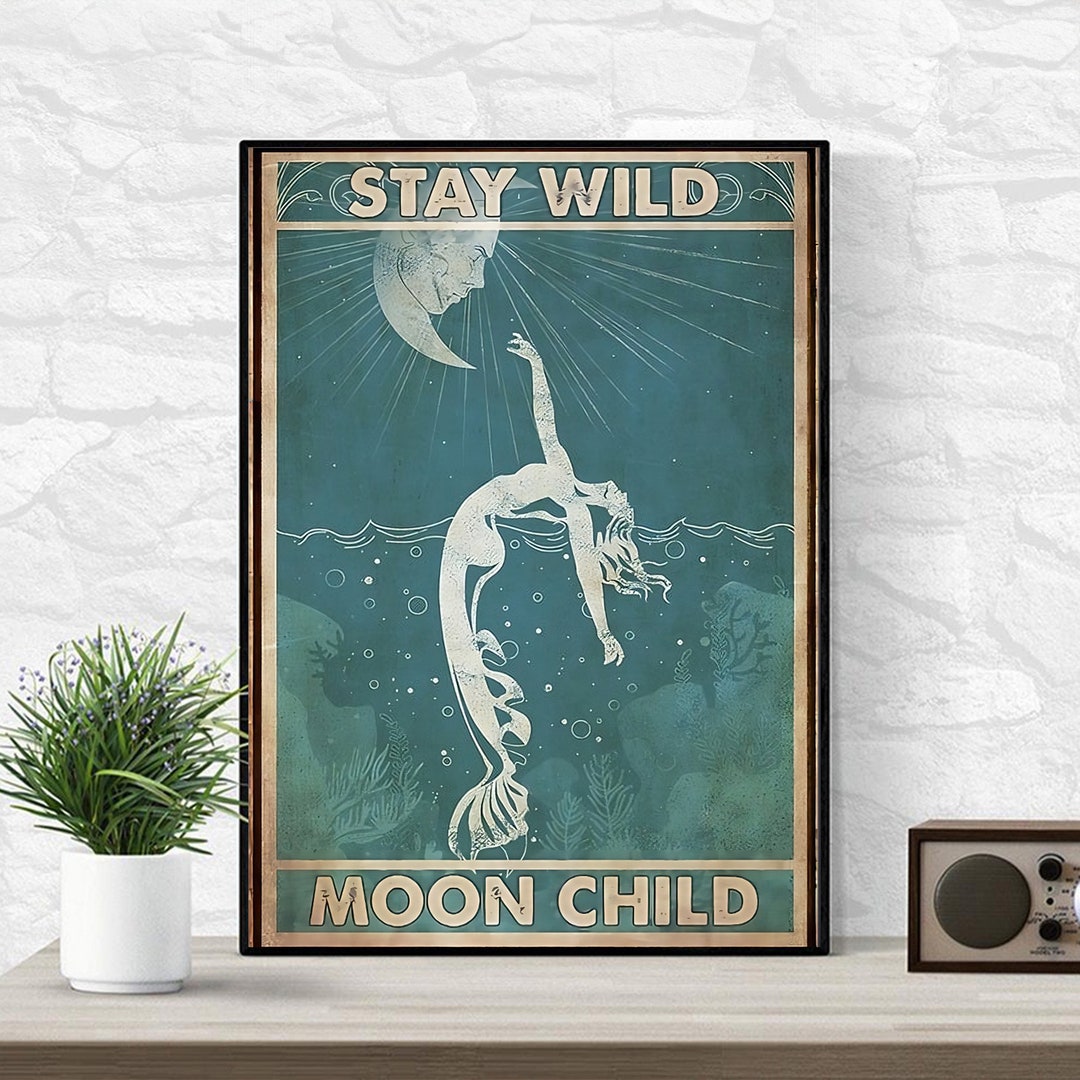 BNCEDJK Meerjungfrau Leinwand-Poster 50x75cm - Vintage Wanddekoration Für Schlafzimmer & Wohnzimmer