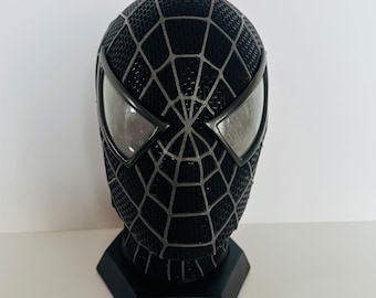 Aangepast Sam Raimi Spider-Man-masker, zwart Spider-Man-masker cosplay met faceshell en 3D-rubberen web, draagbare replica filmrekwisieten
