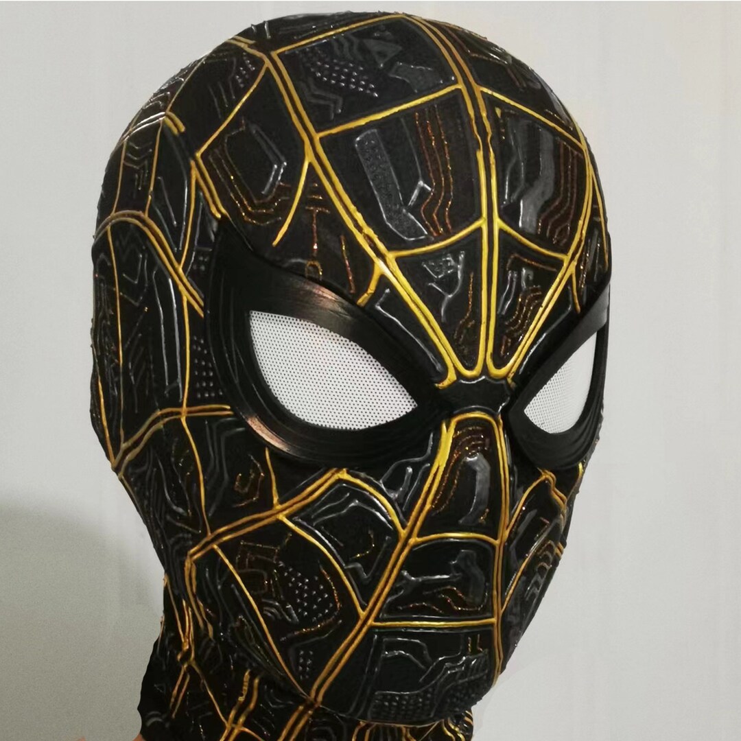 Spiderman Mask Black and Gold Mask Cosplay Mask With Mask Etsy