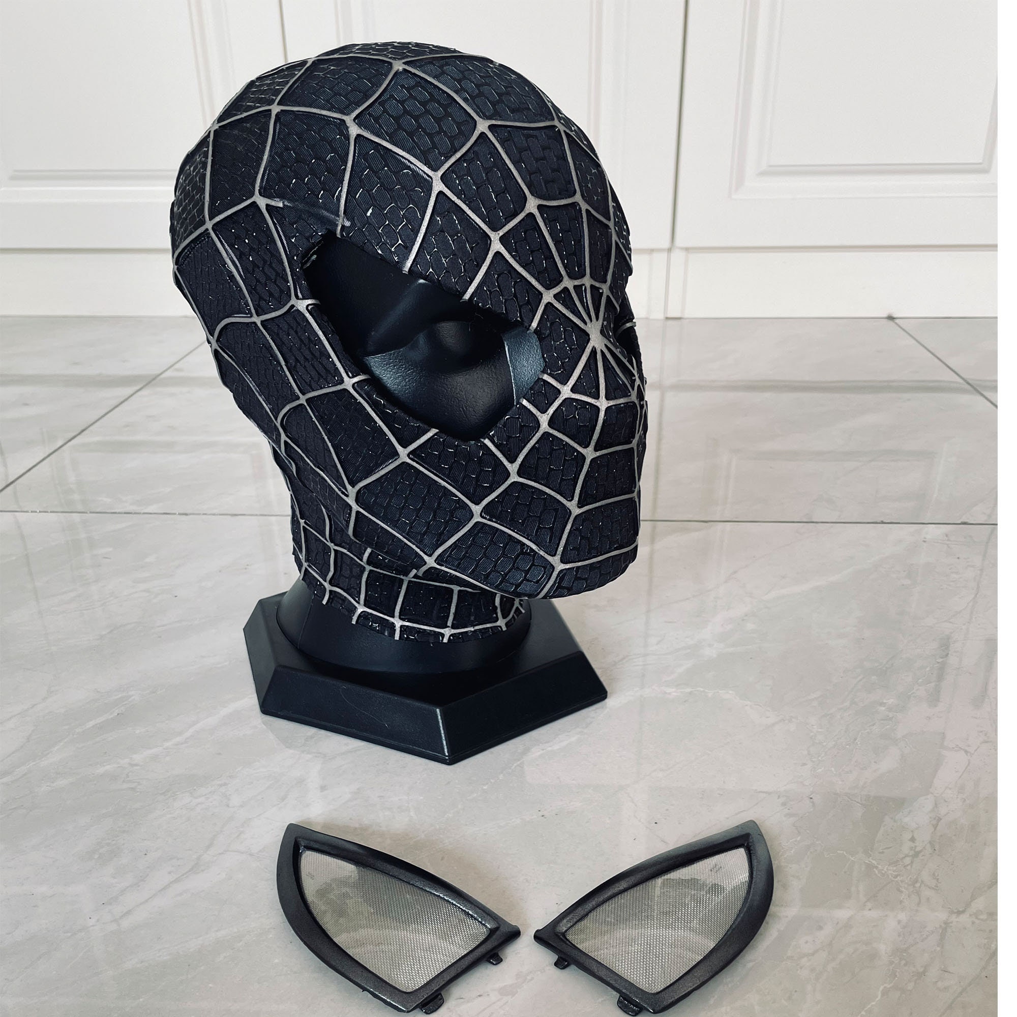 Customized Sam Raimi Spiderman Mask, Black Spiderman Mask Cosplay Adults  With Faceshell&3d Rubber Web, Wearable Movie Prop Replica -  Israel