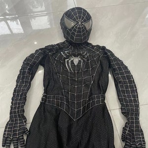 Black Spider-Man mask Cosplay Toby Maguire Spider-Man mask adult mask, with Faceshell and 3D rubber web, can wear a copy of movie props