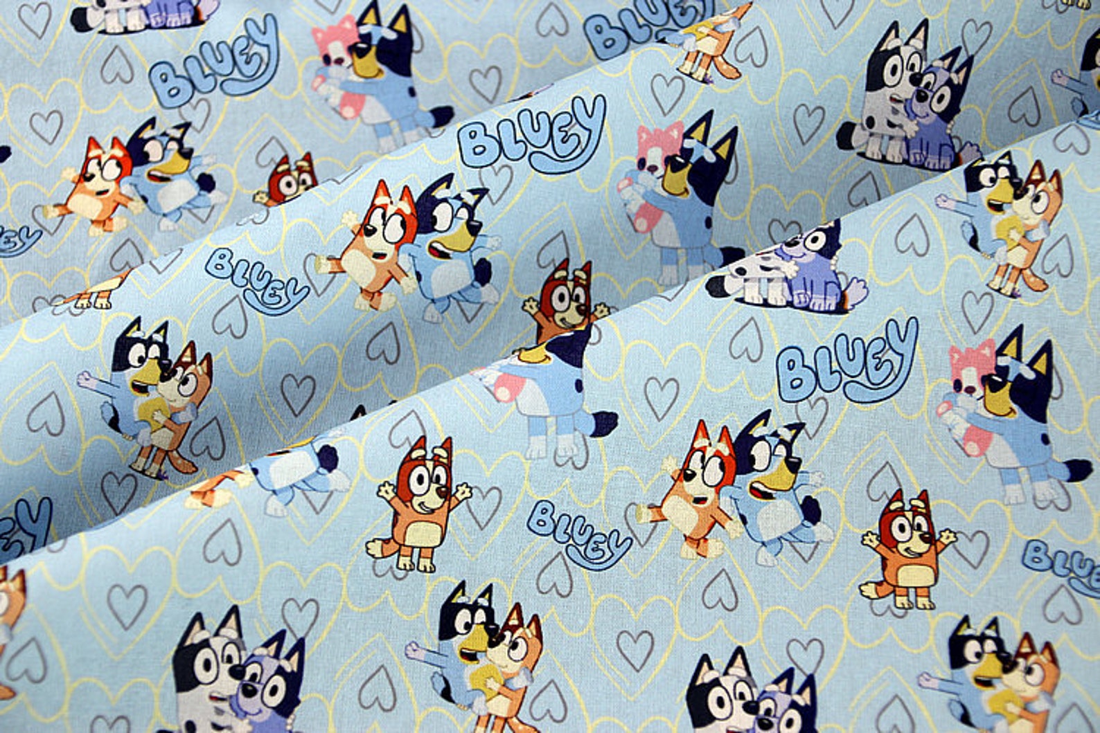 Bluey Fabric Bluey Family Fabric 100 Cotton Cartoon Cotton Etsy Israel