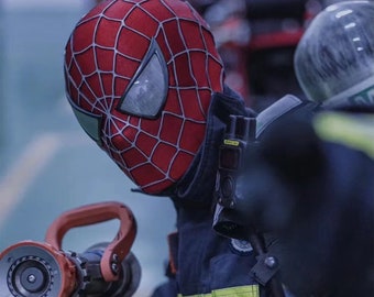 ブラックスパイダーマンマスク、フェイスシェルレンズ付きトビー