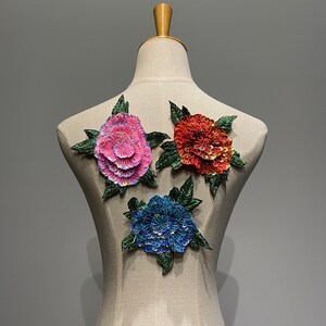 Handmade beaded sequins Flower sew on Applique