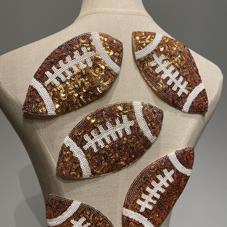 Large Gold Sequins American Football Iron on Patch for Sweatshirt and ...