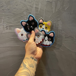 Handmade Cute Kitty Cat Embroidered patch Exclusive for clothes Sew on patches Applique decoration for kids gift