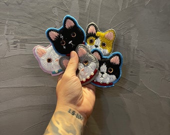 Handmade Cute Kitty Cat Embroidered patch Exclusive for clothes Sew on patches Applique decoration for kids gift