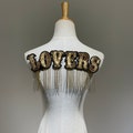 Gold Rhinestone Fringe Lovers Sequins Patch beads Tassels Applique Sew on patches for Vintage clothes back or Jackets Valentine’s customized