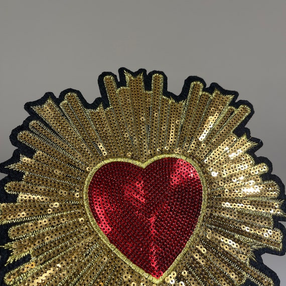 YYCRAFT Pack of 15 Pcs Shinny Sequins Heart 3.25 Inch Iron on