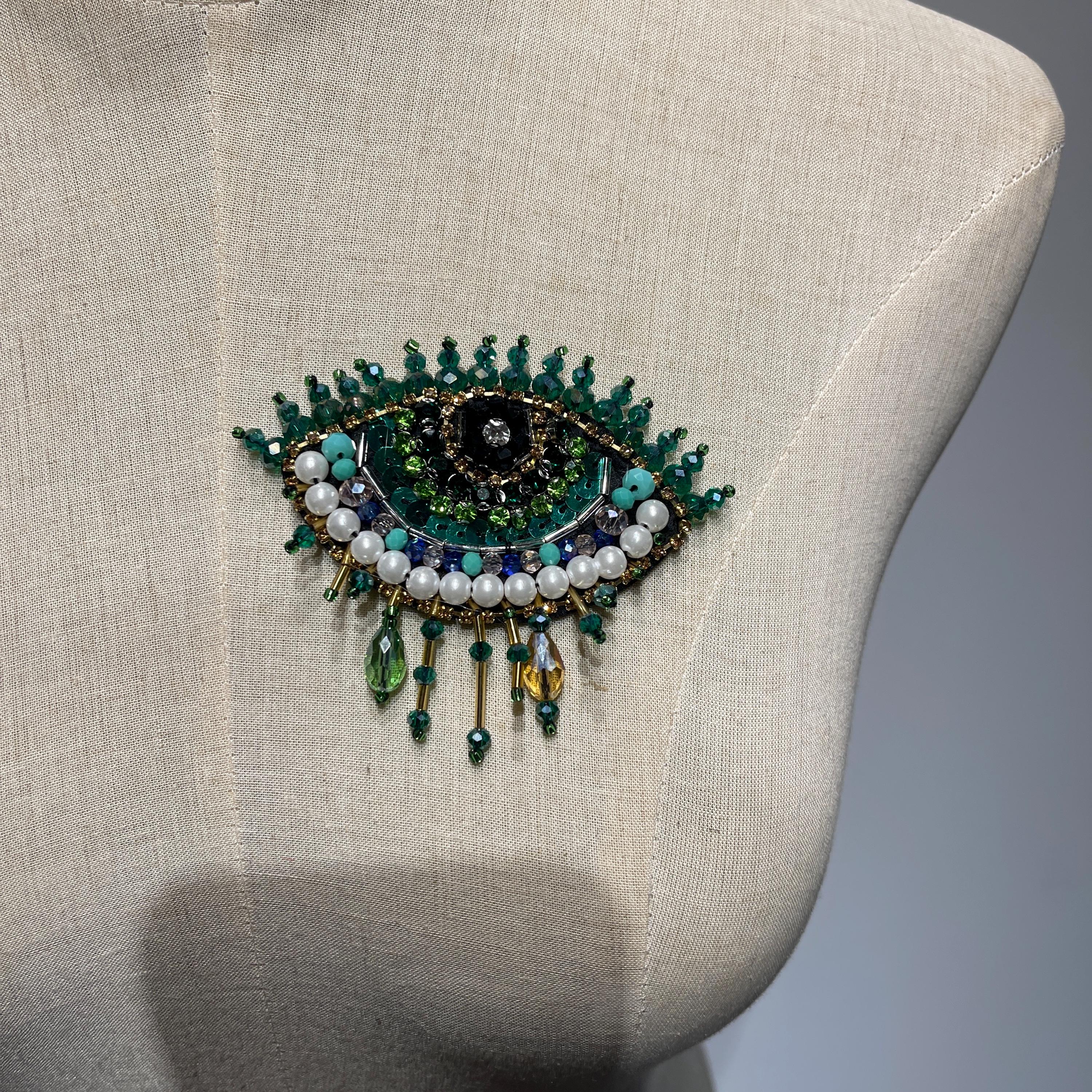 3x Böser Blick Aufnäher Mit Strass & Quaste - Glitzer-Applikationen Für Kleidung