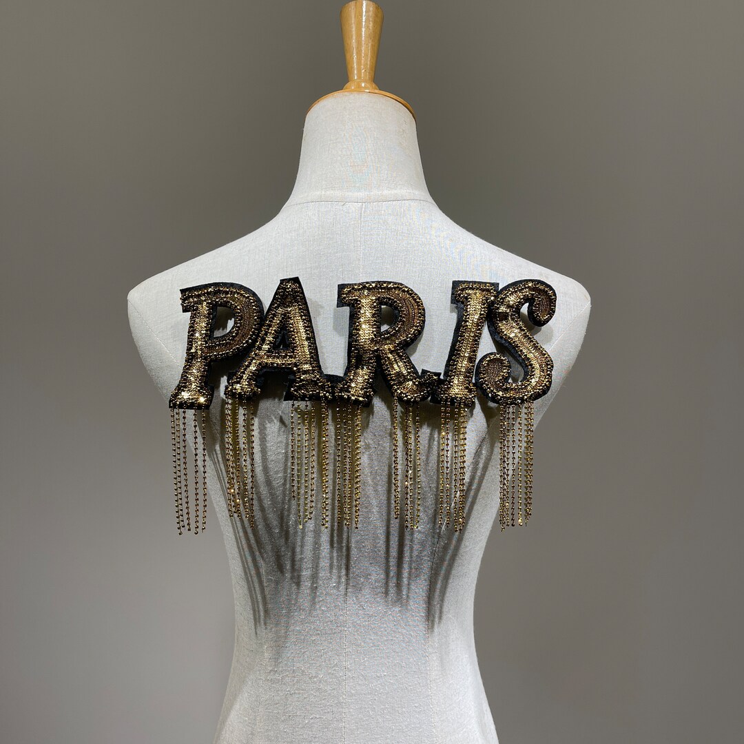 Gold Sequins Paris Letter Patches for Clothes Back Tassels Appliqué - Etsy