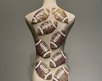 Großer Golden Pailletten American Football Aufnäher für Sweatshirt und Spieltag Kleidung 15 cm