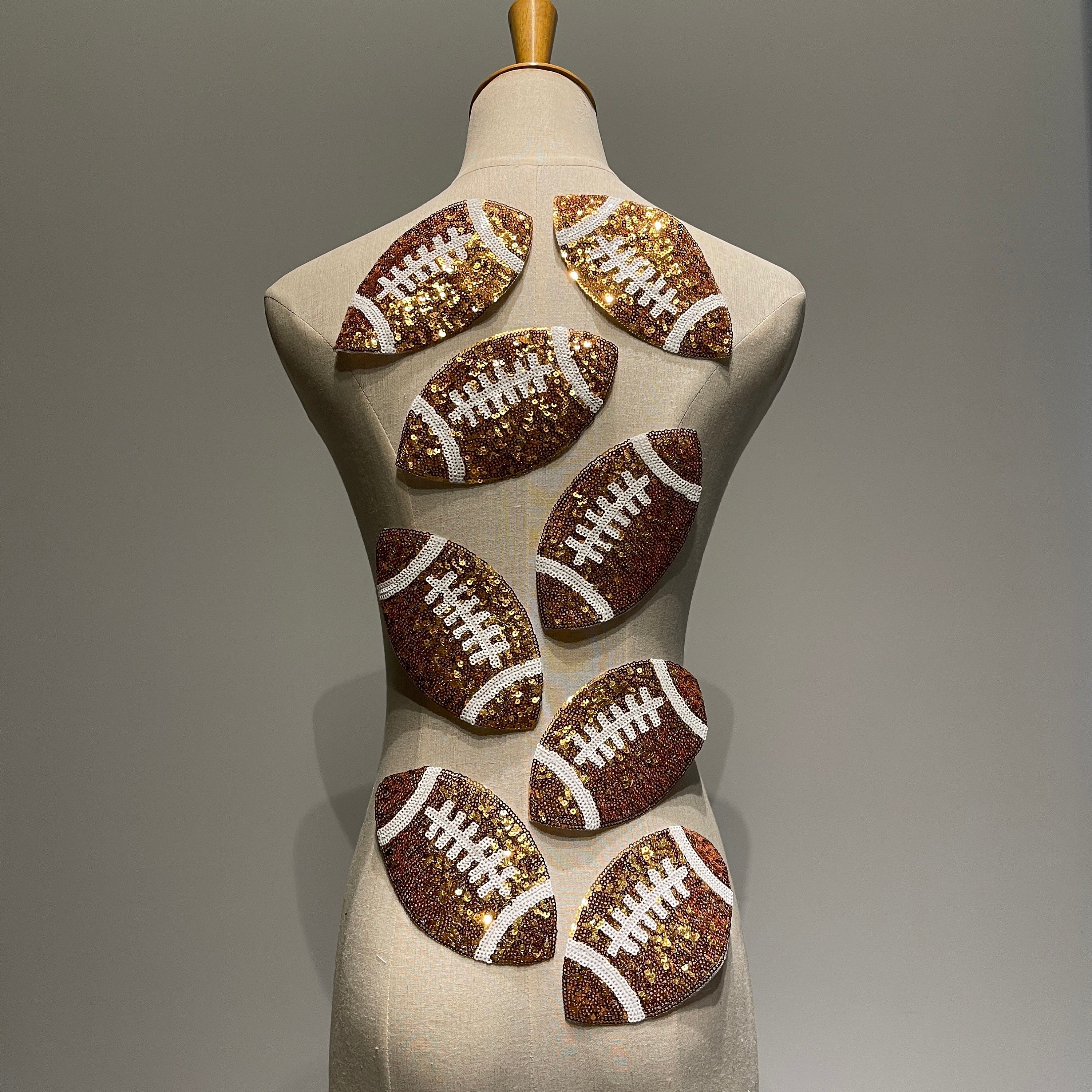 Game Day Football Sequins Iron on Patch for Football Shirt or Jacket DIY  Project 4.25 Inches 