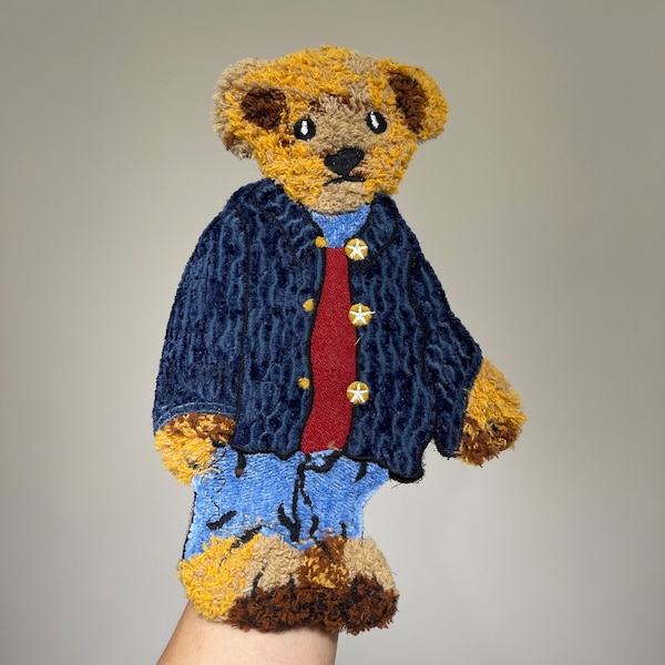 Grand ours en peluche brodé Patch Applique bouton Bear Patch pour veste ou chemise et fournitures pour manteau ou vêtements coudre sur des patchs