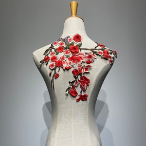 3D Plum Blossom Embroidered Patch for vintage jacket flower applique