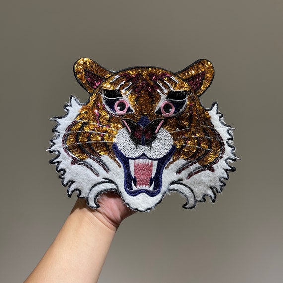 Tiger patches, Fashion Sequin patches, Tiger head patches, Iron on