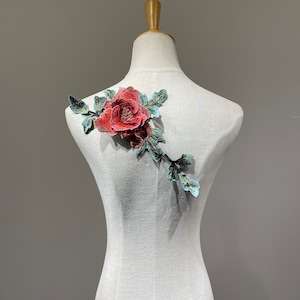 Floral Splendor: Embroidered 3D Rose Flower Patch for Stylish Customizations