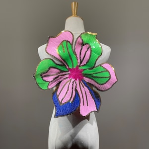Sparkling Extra Large Sequined Flower Sew-On Patch for Fashionable Clothing Embellishment