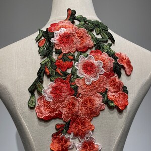 Vintage-Inspired 3D Embroidered Flower Sew-On Patch,Extra Large Floral applique for denim jacket image 3