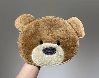 Brown Plush Teddy Bear Head Patch – Cozy Furry Applique Bringing Warmth and Whimsy to Your Style