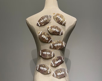 Gold sequins American football iron on patch for sweatshirt and game day clothes