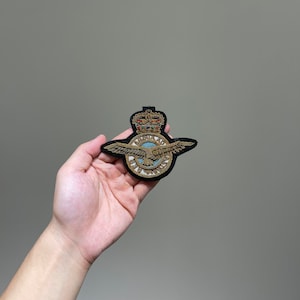 Handmade Embroidered Royal Eagle Badge Patch with Crown – Army Style Military Emblem with Metallic Thread | Indian Silk Handcraft