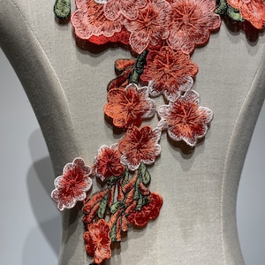 Vintage-Inspired 3D Embroidered Flower Sew-On Patch,Extra Large Floral applique for denim jacket image 5