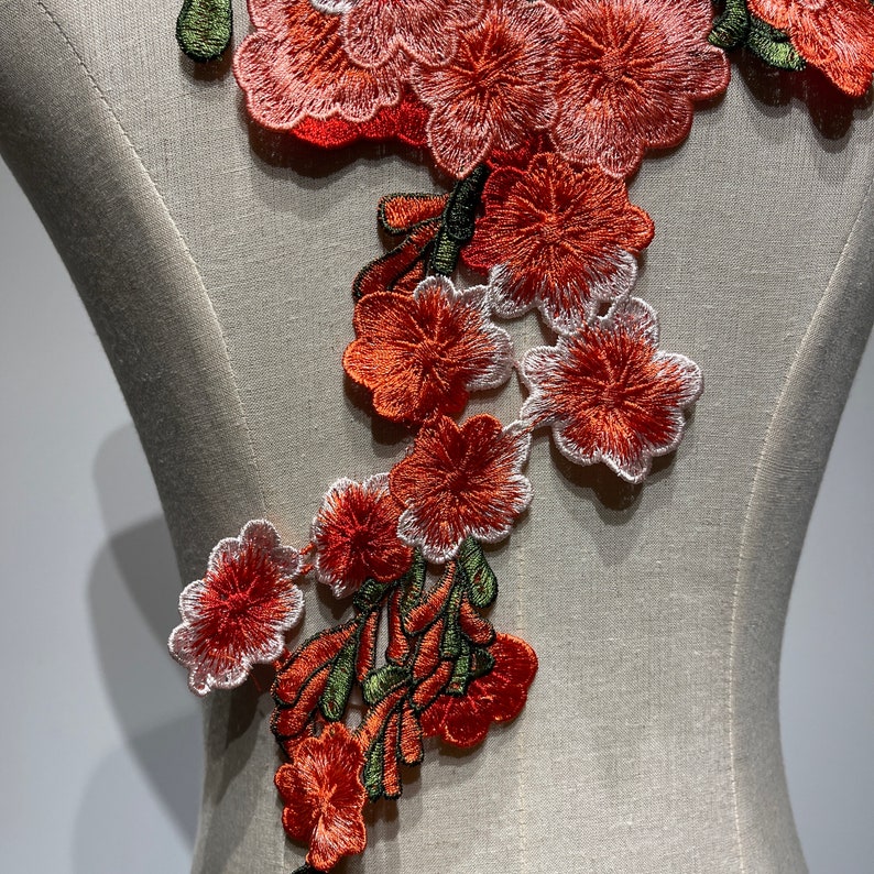 Vintage-Inspired 3D Embroidered Flower Sew-On Patch,Extra Large Floral applique for denim jacket image 5