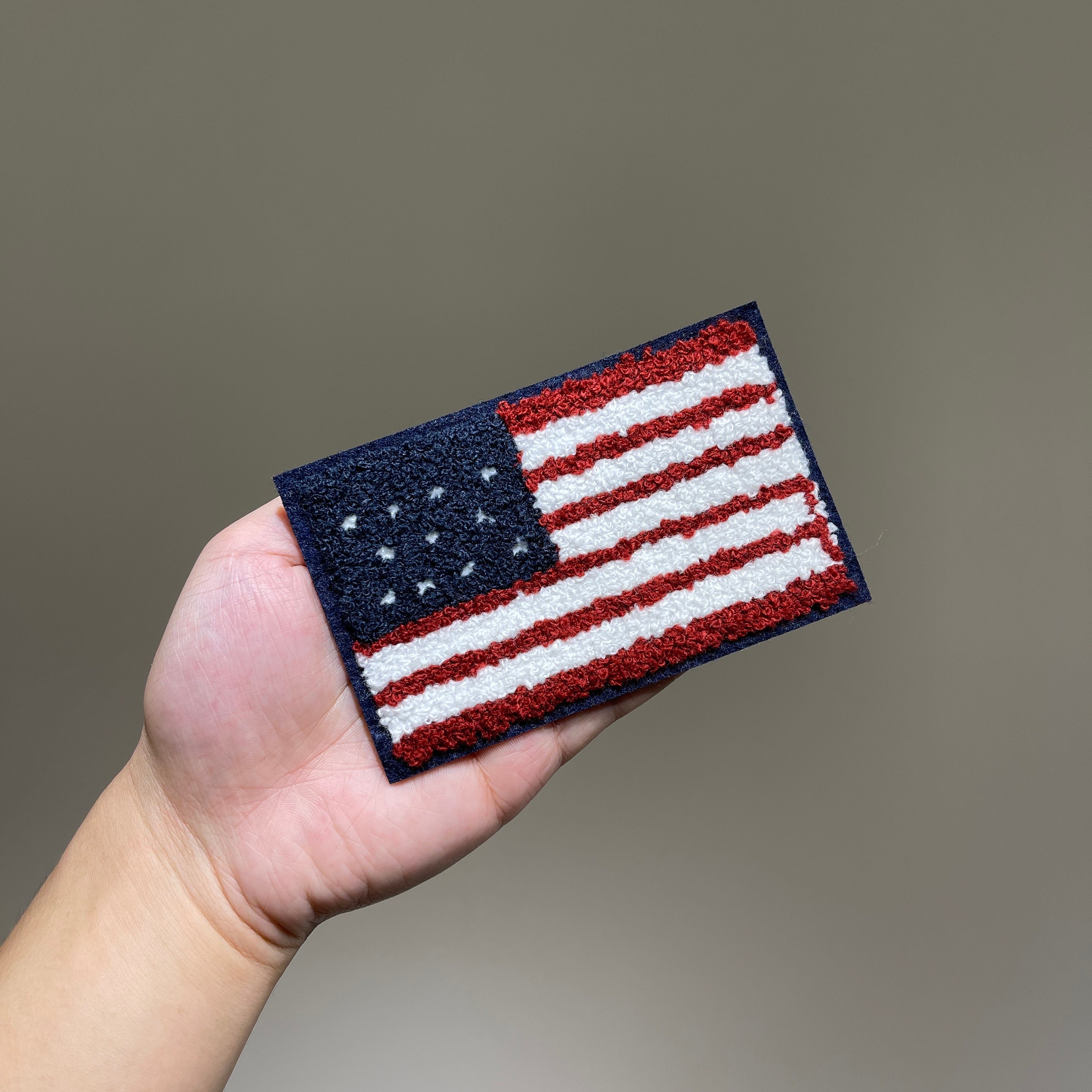 Small Chenille USA American Flag Iron on Patches for Clothes Front or  Hoodies Applique DIY Embroidered Patch Decoration 
