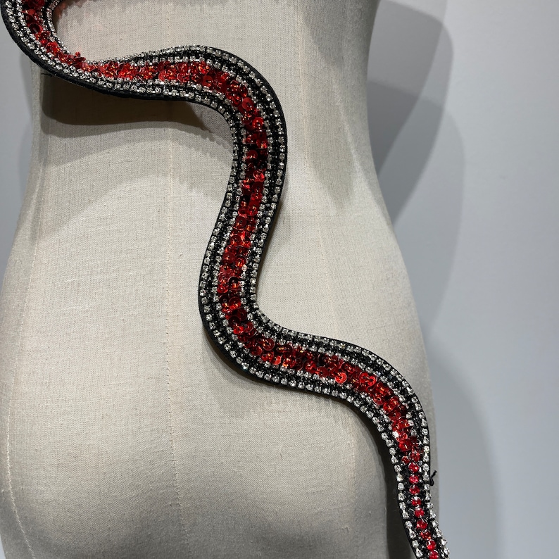 Taylor Red Sequin Snake Patch Reputations Concert Inspired Rhinestone Snake applique for the Eras tour outfit image 3