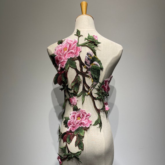Extra Large Peony Flower Patch for Vintage clothes back Floral applique