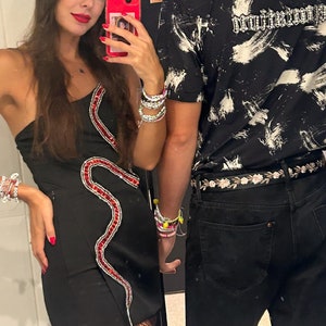 Glittering Rhinestone Snake Patch for Concert Costume Sparkling Letter ...