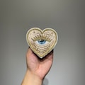 Vintage inspired sacred heart patch | embroidered Evil eye patch for jackets | hand stitching beads applique