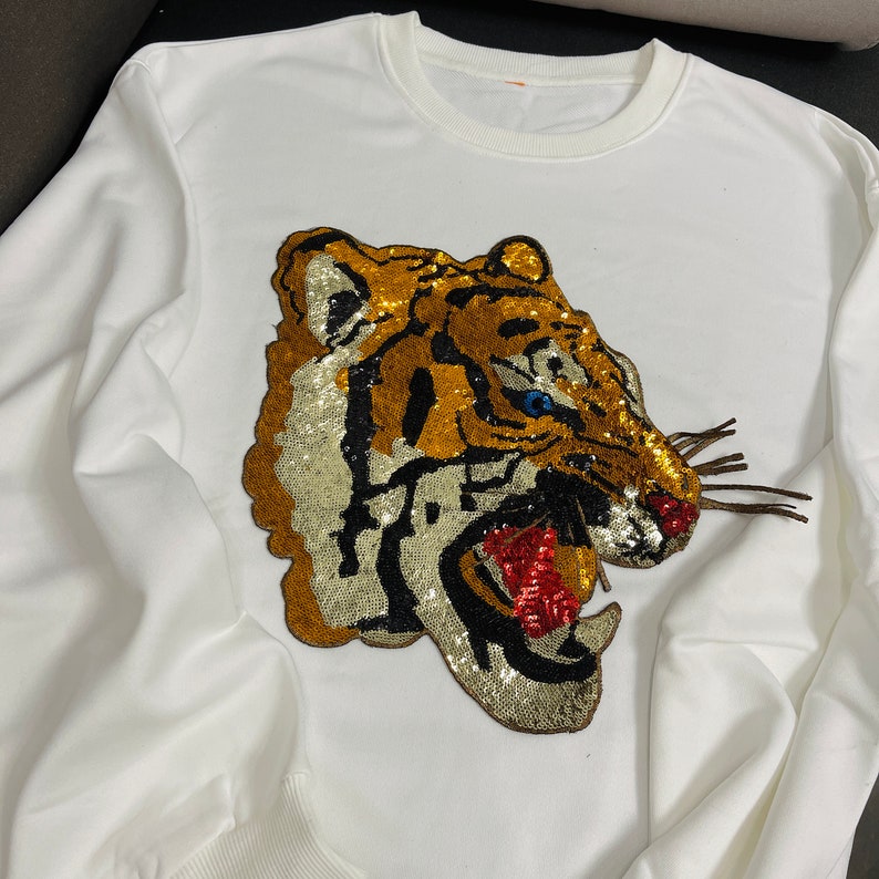 Vintage Tiger Gold Sequins Sew on Patches for Clothes Back - Etsy