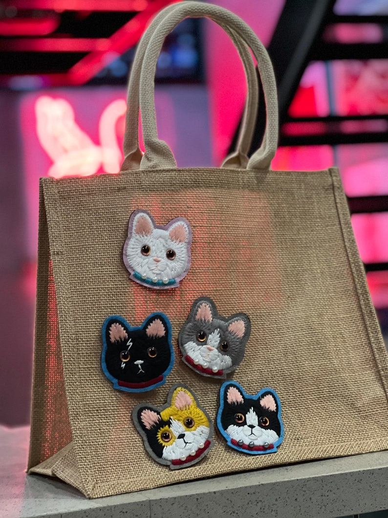 Handmade Cute Kitty Cat Embroidered Patch Exclusive for Etsy